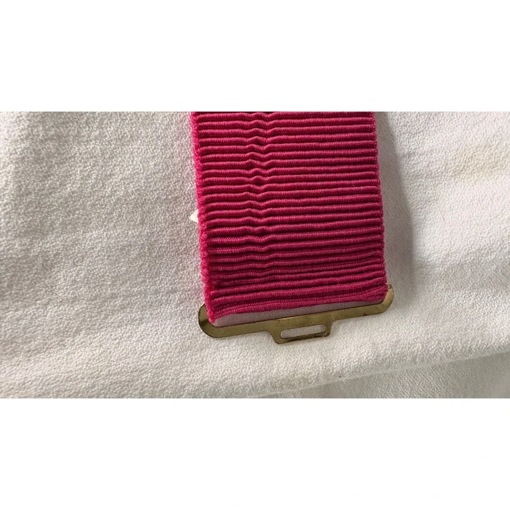 Vintage GH Accessories Magenta Pink Elastic Cinch Belt Gold Shell Buckle USA